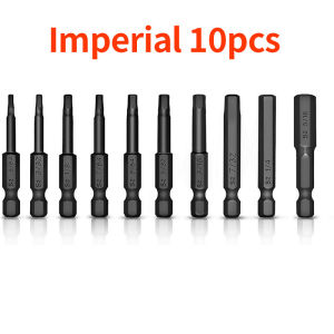 10/20pcs Hex Head Allen Wrench Drill Bit Set Metric Imperial Hex Bit Set 50mm Hex Screwdriver Head
