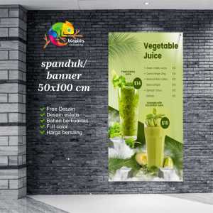 Cetak Spanduk Banner Green and White Illustrative Drink Menu