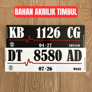 Plat Nomor Mobil Putih Akrilik Font Baru Timbul Custom Variasi Garis Merah Mewah Acrylic Copot Pasang / Plat Nomor Mobil Terbaru Putih Timbul Ukuran Standart Tidak Nyala