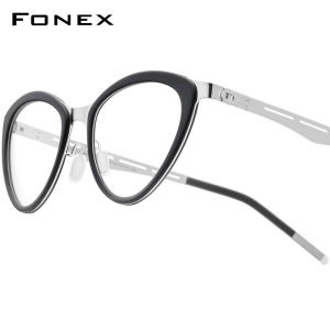 FONEX Acetate Cateye Glasses Women Brand Design Cat Eye Eyeglasses Frame Female Japanese Ultralight Full-Rim Custom Optical Eyewear 1008