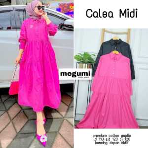 Midi Dress Model Rempel Ramia Bahan Cotton Poplin Fashion Muslimah Kekinian | GOODSAJI HIJABSTUFF
