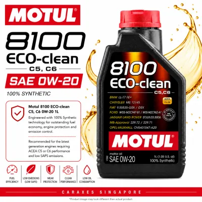 🇸🇬 MOTUL 8100 ECO CLEAN 0W20 100% Synthetic Engine Oil [1L]