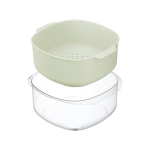 Inochi Yoko Square Basket Set – Stackable Food Strainer with Antibacterial Design – 27cm & 23cm