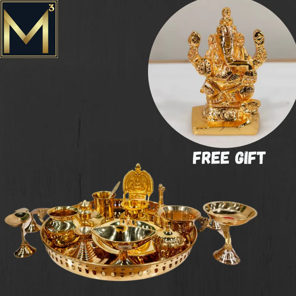 Brass Pooja Set/Home Decoration/Festival  Decoration/Prayers/Home/Temple/Pooja/Gift/1545