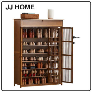 【JJ HOME】Anti-Odor Bamboo Minimalist Shoe Cabinet Large Bamboo Hollow Door Shoe Cabinet