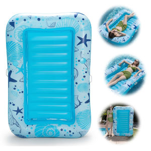 Inflatable Water Lounge Chair PVC Tanning Float Bed Dual-Use Pool and Lawn Lounger for Summer Relaxation