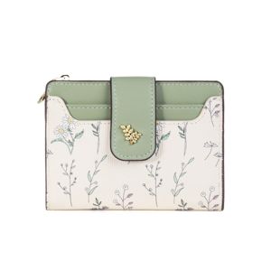 LANGJ อินส์ กระเป๋าใส่เหรียญขนาดเล็ก สร้างสรรค์และสร้างสรรค์ แบบพกพาได้ กระเป๋าพวงกุญแจขนาดเล็ก มัลติฟังก์ชั่ ดอกไม้พิมพ์ลาย กระเป๋าสตางค์ใบสั้นของผู้หญิง อุปกรณ์เสริมรถยนต์