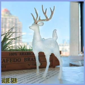 bluesea คริสตัลกวางคริสต์มาสป่า Elk สีขาวแฟลชทองตกแต่งโต๊ะสำหรับบ้าน