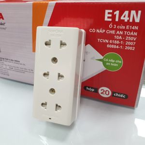 Ổ cắm điện táp lô 3 lỗ 2200W có nắm che an toàn có lỗ 3 chấu đa năng E15N E14N SOPOKA