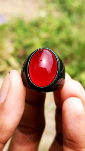 natural batu 100% red baron carnelian super kualitas ring warna hitam