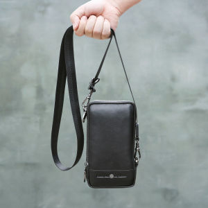 CONTACTS Genuine Leather Small Crossbody Bag For Men Shoulder Sling Bag With Card Holder Waist Pack For iPhone 12/13