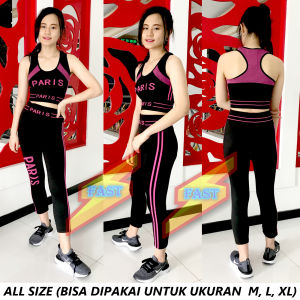 Setelan Baju Singlet+Celana Legging 7/8 Senam/Sport/Zumba/Aerobic/Yoya/Gym Wanita FEMA 3253+7253