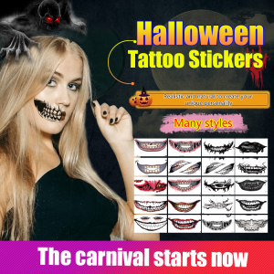 bungee Halloween Lip Tattoo Sticker Scar Makeup Lip Decoration Scary Horror Halloween Tattoo Sticker