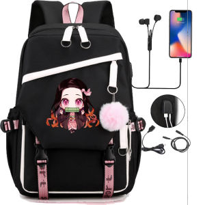 AE Ba lô anime Nhật Bản mới về Thanh Gươm Diệt Quỷ Cặp sách học sinh dung tích lớn dành cho thanh thiếu niên USB Nguồn điện giao diện