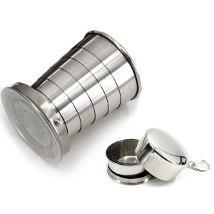 SERENEGLOW Xách tay thép không gỉ cốc nước có thể gấp gọn với Keychain cho du lịch ngoài trời và cắm trại