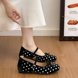 [Free Shipping] WomenS 2026 New Spring Collection: Inner-Heightening Polka Dot Shoes Evening Shoes With A Bow And A Single-Strap Design