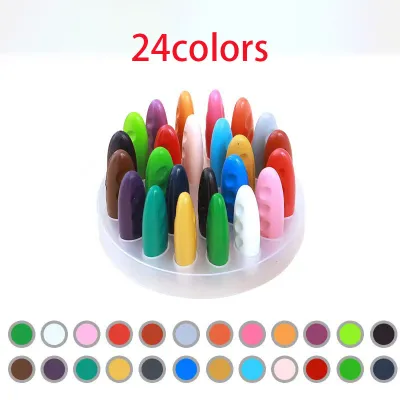สีเทียนสำหรับเด็ก สีเทียนปลอดสารพิษ 12/24สี มือของเด็กไม่สกปรก รูปร่างถั่วลิสง ยมล้างทำความสะอาดได้ดินสอสีพลาสติก