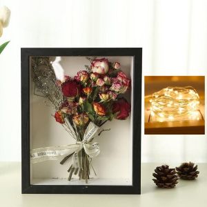 Wood Dried Flower Picture Frame Transparent Display Box Flower Specimen Storage Frame Home Decor Plant Pins Medals Tickets DIY Art Crafts Display