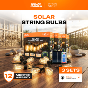 SOLAR MANILA Solar String Bulb Lights | 30 Warm White LEDs 5M Waterproof Outdoor Garden with Remote