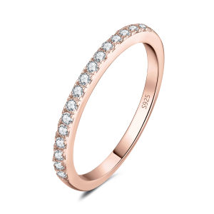 JewelryPalace Moissanite GRA D Color Half Eternity 0.4ct Solid 925 Sterling Silver Wedding Engagement Ring for Women Luxury Jewelry 100% Passed The Diamond Selector