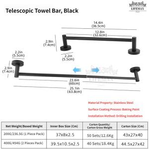 [SG Seller]Premium Golden Finish Bathroom Towel Bar Rustproof Stainless Steel Wall Mount Towel Rack With Screws
