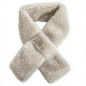 NOER Faux Mink Fur Cross Scarf Solid Color Soft Neck Scarf Winter Warm Thickened Neck Warmer Collar Scarf Autumn Winter