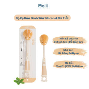 Bộ Cọ Rửa Bình Sữa 4 Chi Tiết Molli Chất Liệu Silicon TPE an toàn cho bé chịu được nhiệt độ cao