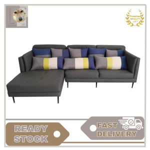 MCARTNEY MODERN L-SHAPE SOFA SET WITH 8 PILLOWS AND 5 INCHES FOAM THICK - PEEWEES LOUNGE