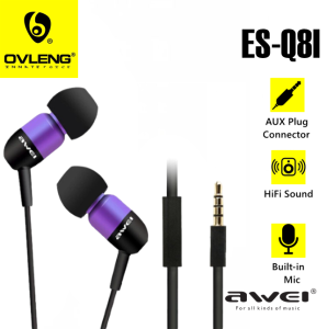 AWEI ES-Q8i Metal Studio Bass In-Ear Earphone with Microphone Deep Bass