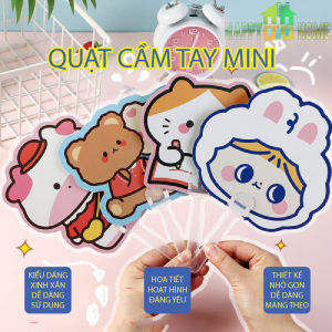 Quạt Cầm Tay Mini Họa Tiết Hoạt Hình Dễ Thương