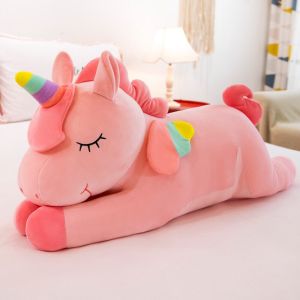 Thú nhồi bông ngựa kỳ lân nằm - Size từ 40cm đến 140cm -  Quà tặng gấu bông kỳ lân sừng siêu dễ thương - Gối ôm mềm mịn cho bé