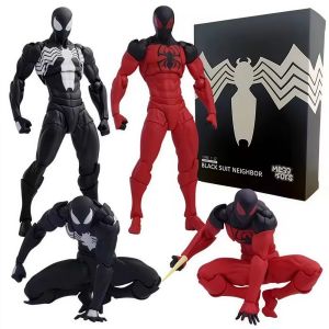 DOWNA Bộ đồ nọc độc đen Mô hình hành động Người Nhện Symbiote Hàng xóm da đen Khớp di động Mô hình đồ chơi lộn xộn Mát mẻ Mô hình Người Nhện 3.0 Đồ sưu tầm