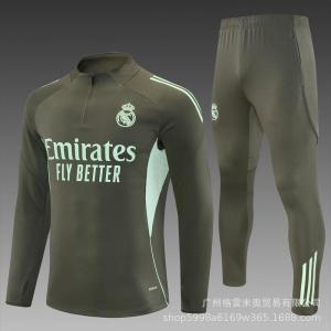 AE26-27 Real Madrid training uniform for autumn and winter quick-dry sports half-zip long-sleeve football jersey for adults children and boys