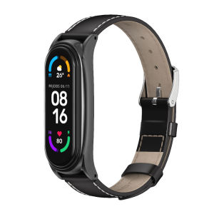MIJOBS Mi Band 5 Strap for Xiaomi mi band 6/ mi band 7 / mi smart band 6 / mi smart band 6 / Mi Band 5 Global Version Mi Band NFC Mi Band 4 Strap Leather Replacement Wristband Miband 7 Bracelet for Women Men