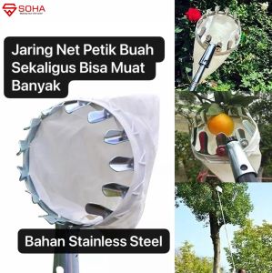 TK-13 Jaring Net Pemetik Buah Bahan Stainless Steel Bisa Dipasang ke Tongkat Teleskopik