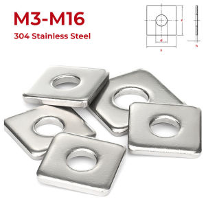 304 Stainless Steel Square Washers M3 M4 M5 M6 M8 M10 M12 M14 M16 Curtain Wall With Square Pad Flat Gasket Pad