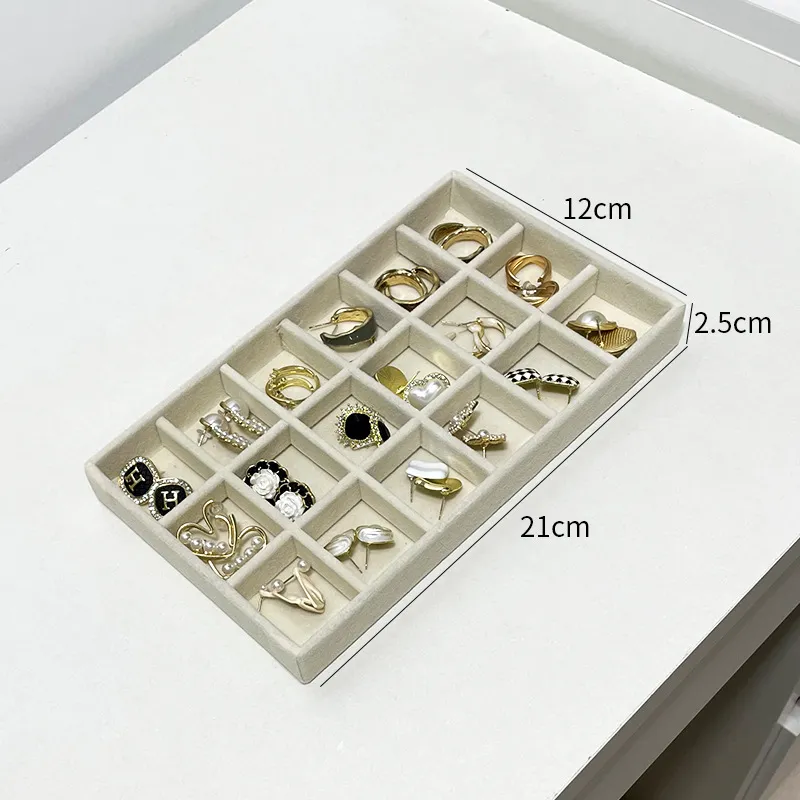 Jewelry Display Storage Box Soft Velvet Stackable Jewelry Tray Case  Portable Ring Earrings Necklace Organizer Box Jewelry Holder