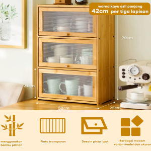 Rak Dapur/Rak Cangkir/Tahan Debu/Lemari Penyimpanan Kayu /Rak Susun Serbaguna/Lemari Penyimpanan Desktop