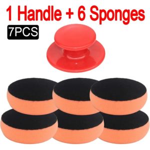 4 Inch Car Wax Applicator Pads Set with Red Handle Soft Sponge Applicators Foam Wax Pad for Polishing and Cleaning Cars