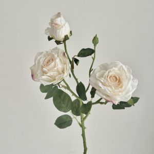 HUNIU 3 Head Artificial Rose Flowers Realistic Burnt Edge Silk Simulation Rose Rose Bouquet Romantic Silk Cloth Flower Home Decor