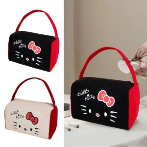 LIAOYING Cartoon Hello Kitty Makeup Bag Canvas Large Capacity Clutch Bags Storage Bag Multi-functional Cosmetic Bag Travel