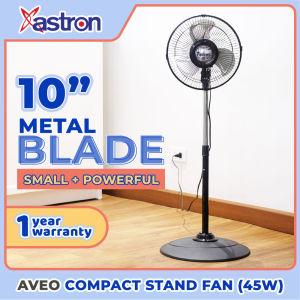 Astron AVEO Stand Fan with 10" Metal Blade - Black | Electric Fan | Compact Design | Industrial