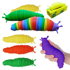 2022 Fidget Slug Toy 3D Printed Toy Articulated Slug Flexible Silicone Friendly Ball-jointed Slug Which Curls Up Sensory Toy Anti-stress Rainbow Fidget Toys Christmas Gifts