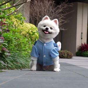 NewDog Clothes Embellished Denim Cat Harness Cat Dog Clothes Four-Legged Vest Teddy Bichon