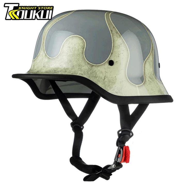 Retro-Motorradhelm Aus Fiberglas, Leichter Helm Im Vintage-Stil