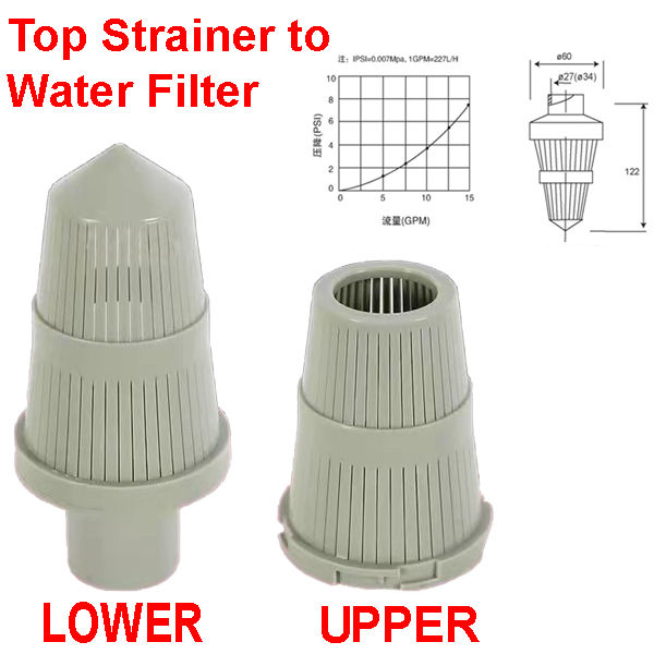 Top and bottom water diffusers of water filter quartz sand activated carbon soft water glass