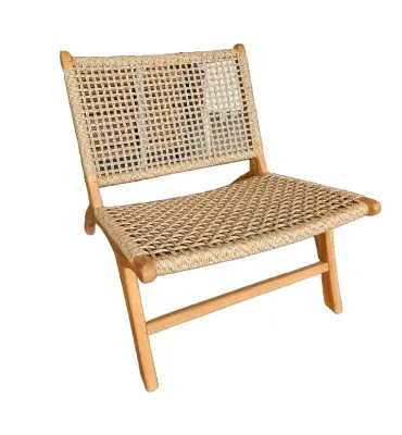 Teak and Hyacinth Lounge Chair - Crafted for Comfort and Elegance Perfect for Your Outdoor Sanctuary