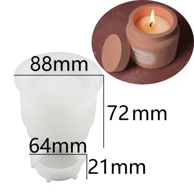 Lid Plaster Epoxy Resin Molds Crafts Storage Box Home Decor Gift Flower Pot Silicone Round Candle Jar Silicone Mold For Handicrafts Candle Making Home Decoration