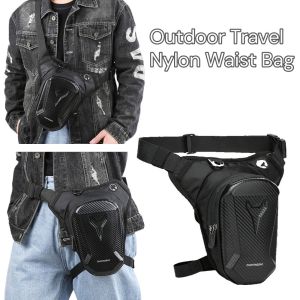 MECOME ไนลอนทำจากไนลอน กระเป๋าเดินทางด้านข้าง สีดำสีดำ กันน้ำกันน้ำได้ กระเป๋า Crossbody แบบพกพาได้ น้ำหนักเบามาก กระเป๋าคาดเอวรถจักรยานยนต์ สำหรับผู้ชาย