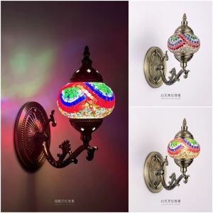 Turkish Mosaic Wall Light Art Deco Mediterranean Wall Lamp Colorful Glass Light Cafa Shop Home Romantic Deco Stairs Light